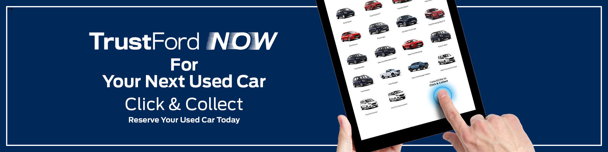 Used car banner with ipad