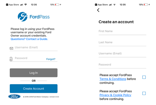 fordpass app screenshot step 1