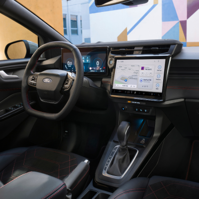 Car interior with touchscreen