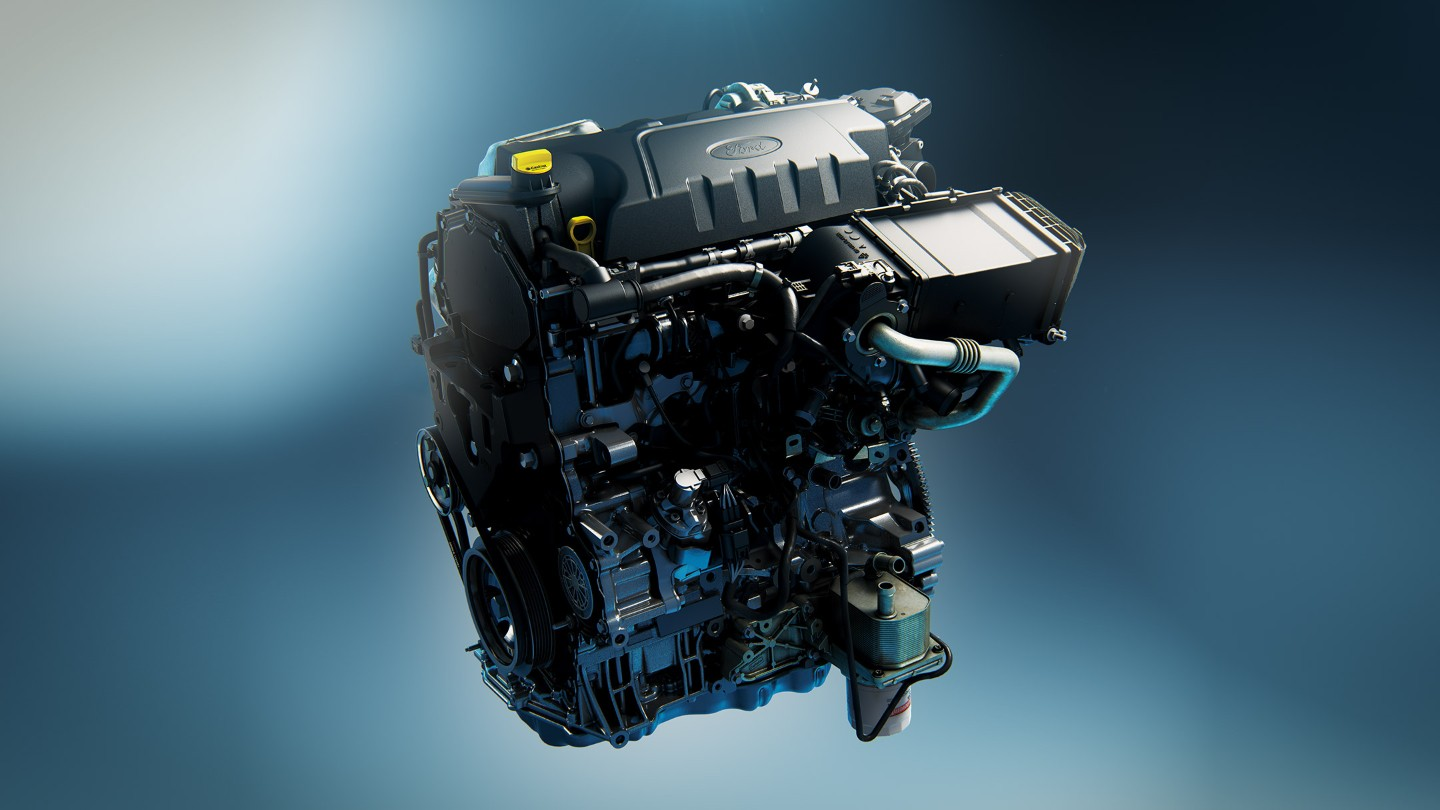 Engine on blue background