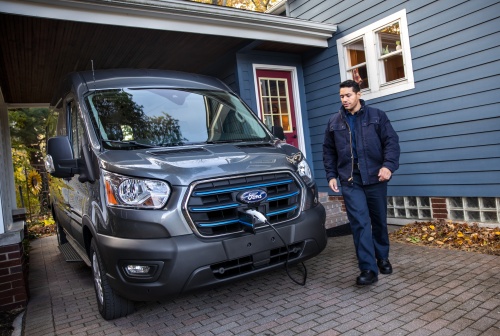 All New Ford E Transit being charged at home 