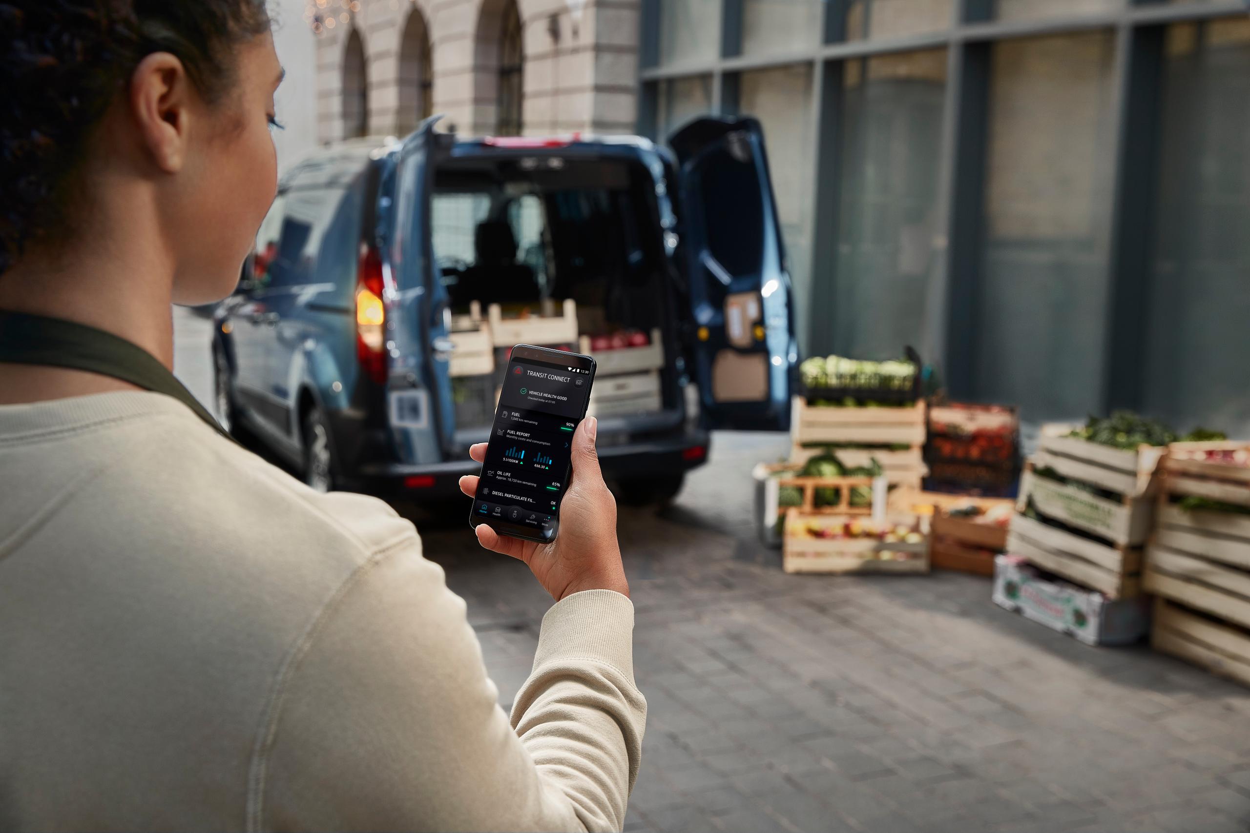 Van doors open with pallets on floor